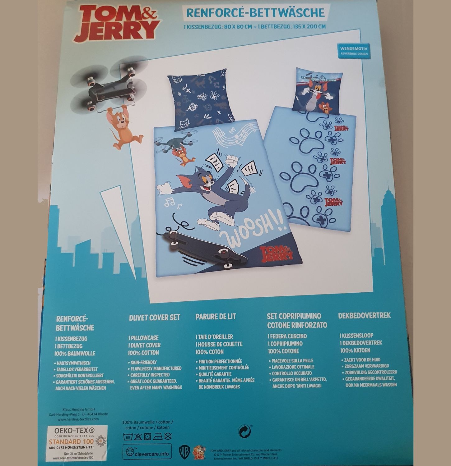 Tom & Jerry - Wendebettwäsche - 80 x 80 / 135 x 200 cm Tom & Jerry - Wendebettwäsche - 80 x 80 / 135 x 200 cm